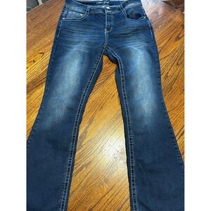 Copper Flash Curvy Bootcut Jeans Dark Wash Embroidered Back Pockets Size 12